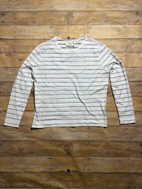 VAGUE Studios White Black Striped Long Sleeve Tee Knit Top M NWT